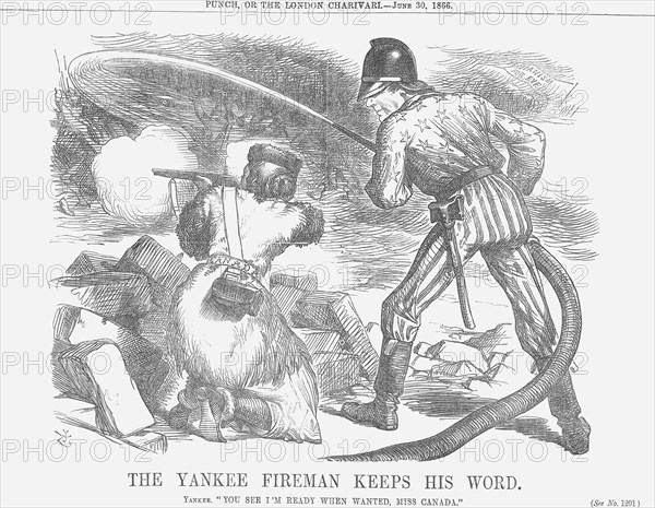 'The Yankee Fireman keeps his Word', 1866. Artist: John Tenniel