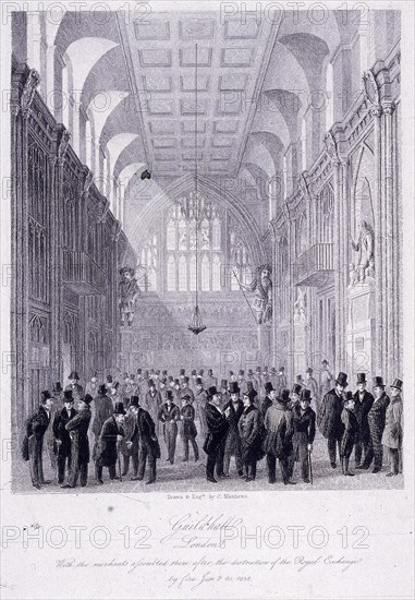 The Guildhall, London, 1838. Artist: C Matthews