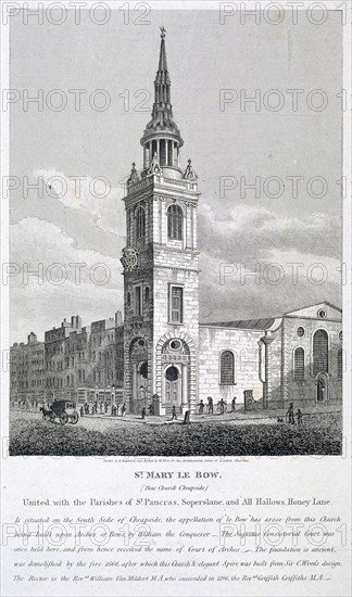 St Mary-le-Bow, London, 1812. Artist: William Wise