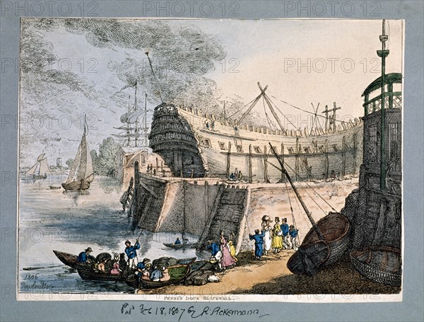 Brunswick Dock, Blackwall, London, 1806. Artist: Thomas Rowlandson