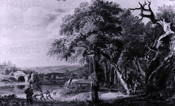 Woodcutters near a river, 1755(?) Artist: Paul Sandby