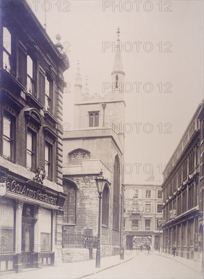 St Mary Axe and St Andrew Undershaft, London, 1911. Artist: Anon