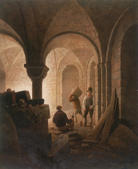 Crypt of St Mary-le-Bow, London, 1818. Artist: Frederick Nash