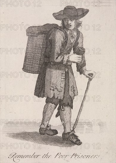 'Remember the Poor Prisoners', Cries of London, c1688. Artist: Anon