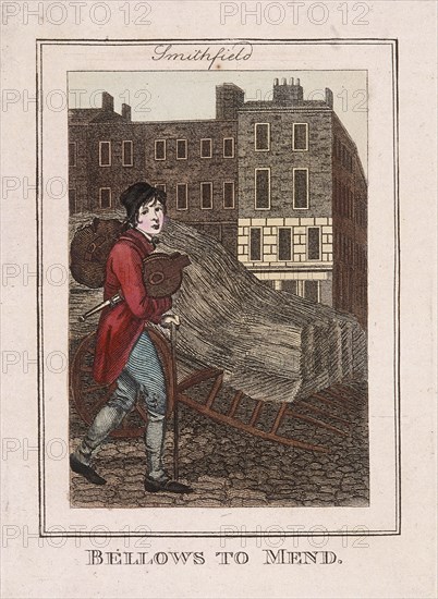 'Bellows to Mend', Cries of London, 1804. Artist: Anon