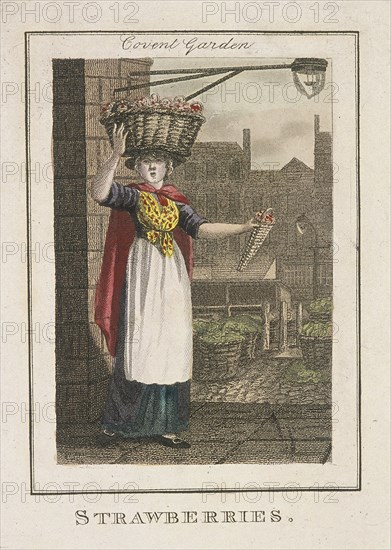 'Strawberries', Cries of London, 1804. Artist: Anon