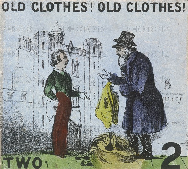 'Old Clothes! Old Clothes!', Cries of London, c1840. Artist: TH Jones