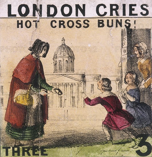 'Hot Cross Buns!', Cries of London, c1840. Artist: TH Jones