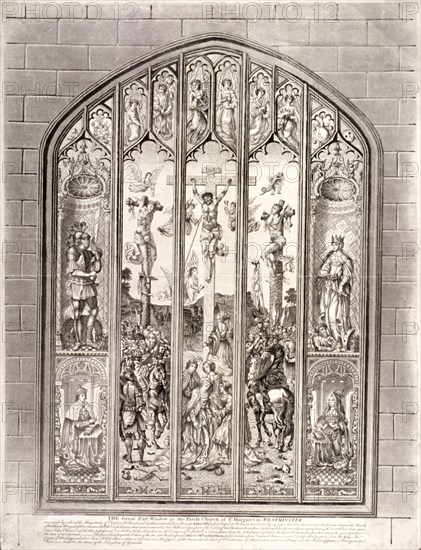 East window in St Margaret, Westminster, depicting the crucifixion, London, 1800. Artist: Anon