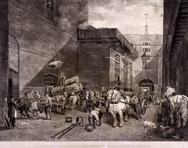 The Hour Glass Brewery on Upper Thames Street, London, 1821. Artist: J Bromley