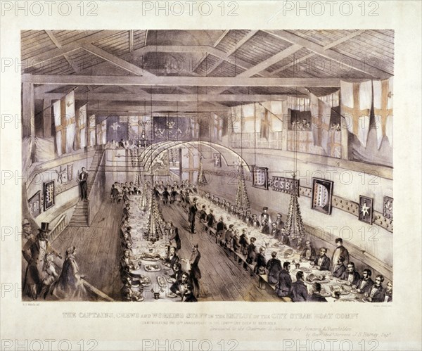 Celebration of the 13th anniversary of the City Steam Boat Company, Battersea, London, c1859. Artist: Edwin Jewitt