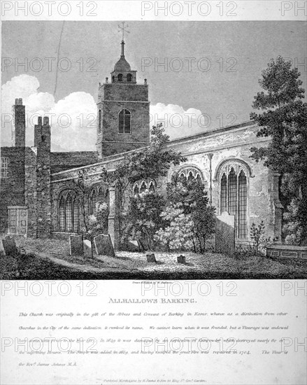 All Hallows-by-the-Tower Church, London, 1810. Artist: William Pearson