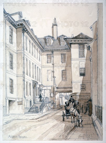 Austin Friars Street, City of London, 1851. Artist: Thomas Colman Dibdin