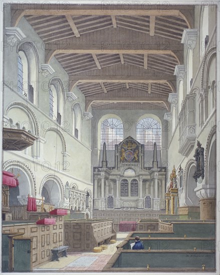 Interior view of the Church of St Bartholomew-the-Great, Smithfield, City of London, 1821. Artist: Thomas Hosmer Shepherd