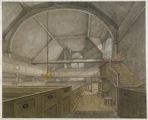 Interior of the chapel in the Church of St Bartholomew-the-Great, Smithfield, City of London, 1818.