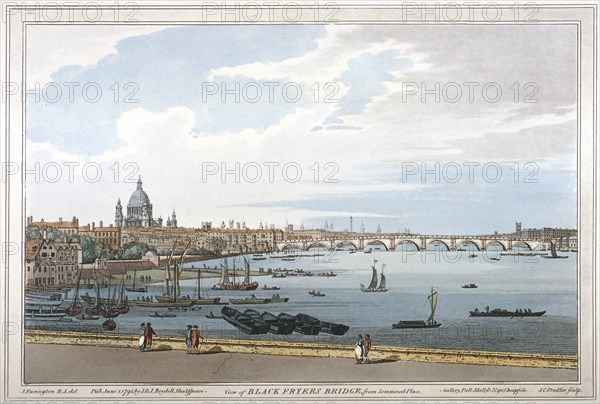 Blackfriars Bridge, London, 1795. Artist: Joseph Constantine Stadler