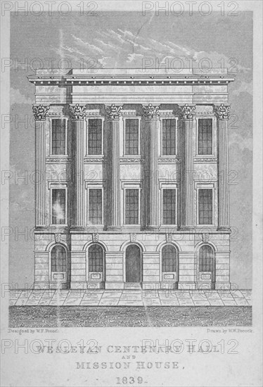 View of the Wesleyan Centenary Hall and Mission House, Bishopsgate, City of London, 1839. Artist: WW Pocock