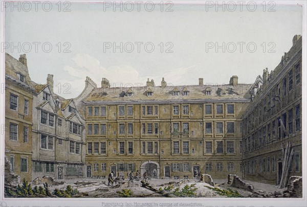 Furnival's Inn, City of London, 1818. Artist: Robert Blemmell Schnebbelie