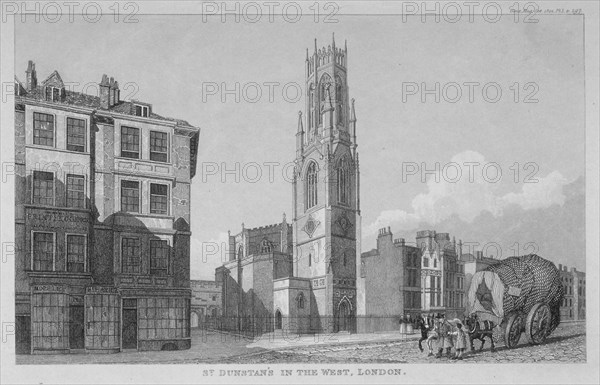 Church of St Dunstan in the West, Fleet Street, City of London, 1832. Artist: Anon