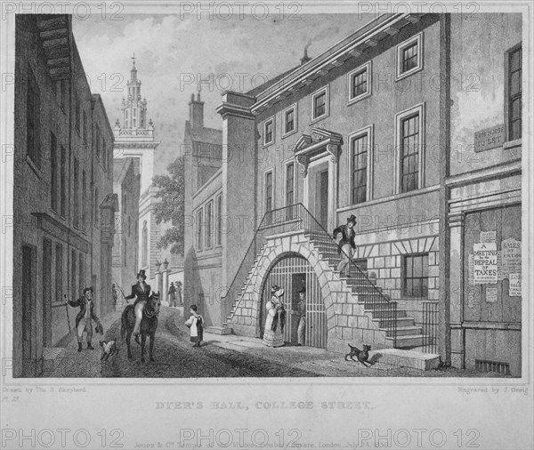 View of the Dyers' Hall, College Street, City of London, 1830. Artist: John Greig