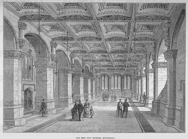 Interior view of the Guildhall Museum, City of London, 1872. Artist: Anon