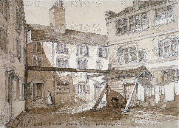 Alleyn's Almshouses, Gingerbread Court, Lamb Alley, City of London, 1851. Artist: Thomas Colman Dibdin