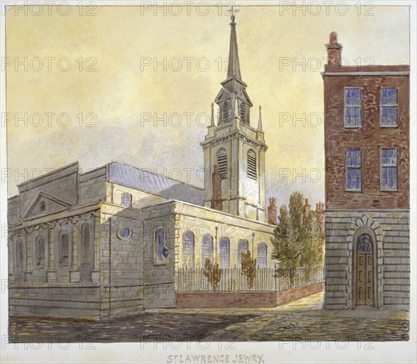 Church of St Lawrence Jewry from Guildhall Yard, City of London, 1810 ...