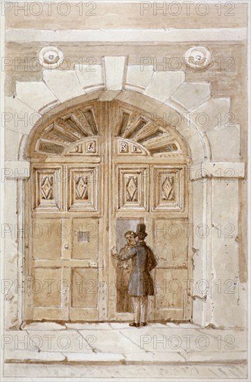 View of wooden gates dated 1631, at no 46 Lime Street, 1855. Artist: James Findlay