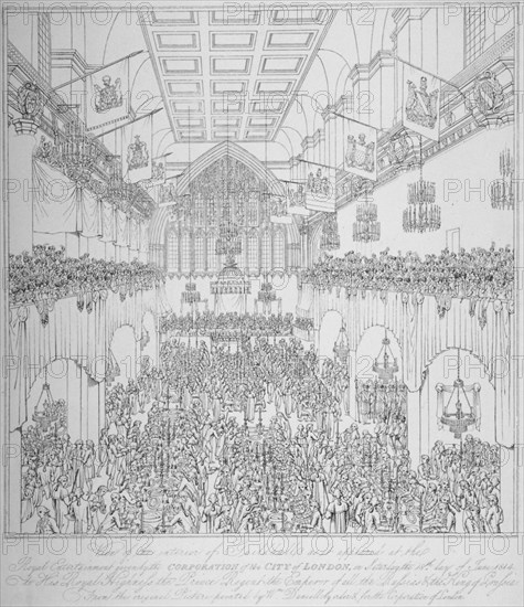 Banquet at the Guildhall, City of London, 1814 (1815). Artist: Anon