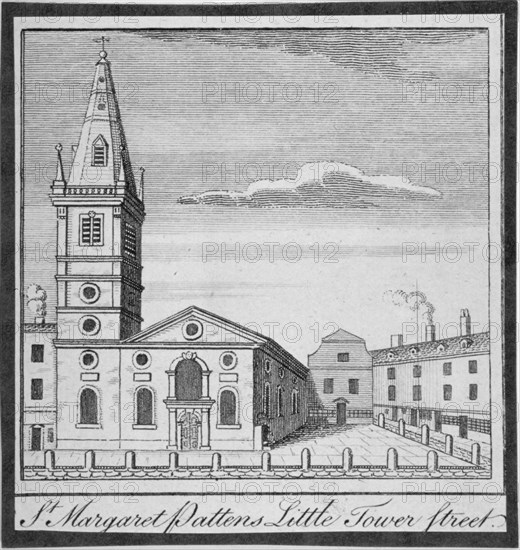 Church of St Margaret Pattens, Little Tower Street, City of London, 1750. Artist: Anon