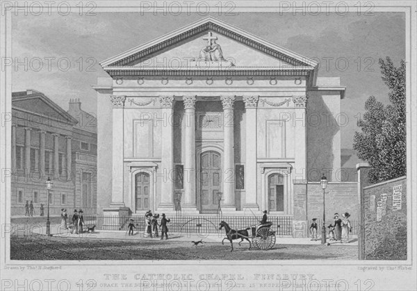 St Mary's Roman Catholic Church, Moorfields, City of London, 1827. Artist: Thomas Barber