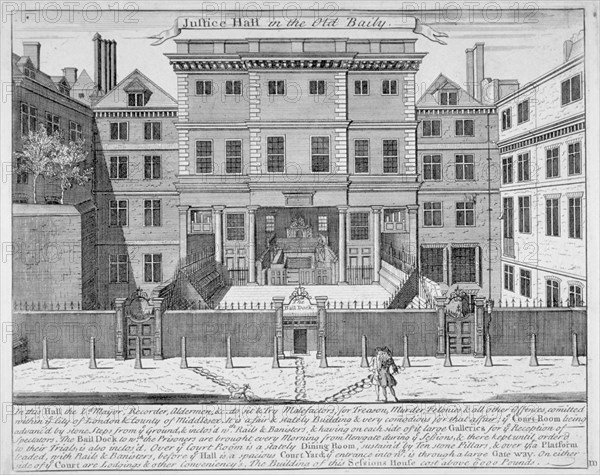 Justice Hall, Old Bailey, City of London, pre 1737 (1740). Artist: John Bowles