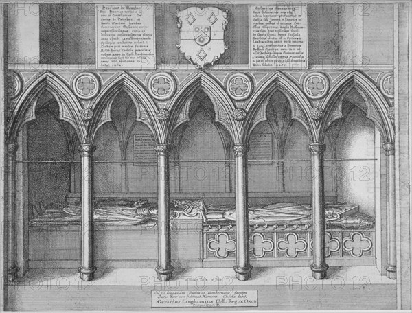 Tombs of two Bishops of London in old St Paul's Cathedral, City of London, 1656. Artist: Wenceslaus Hollar