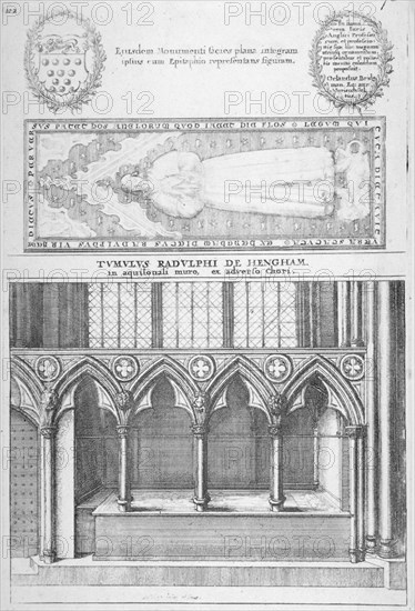 Tomb of Sir Ralph de Hengham in old St Paul's Cathedral, City of London, 1656. Artist: Wenceslaus Hollar