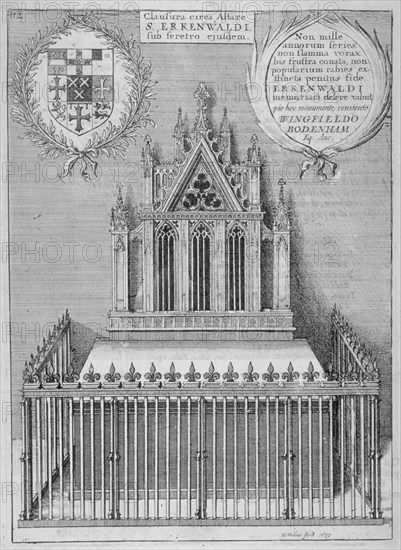 Monument to Saint Erkenwald in old St Paul's Cathedral, City of London, 1656. Artist: Wenceslaus Hollar