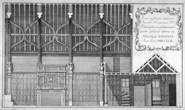 Interior elevation of Trinity Hall, City of London, 1700. Artist: Anon