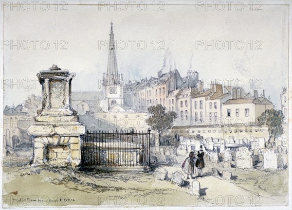 View of Bunhill Row from Bunhill Fields, Finsbury, Islington, London, c1860. Artist: Thomas Colman Dibdin