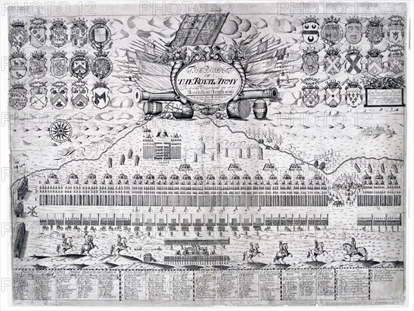 View of the royal army as it was encamped on Hounslow Heath, Middlesex, in 1686. Artist: J Harris