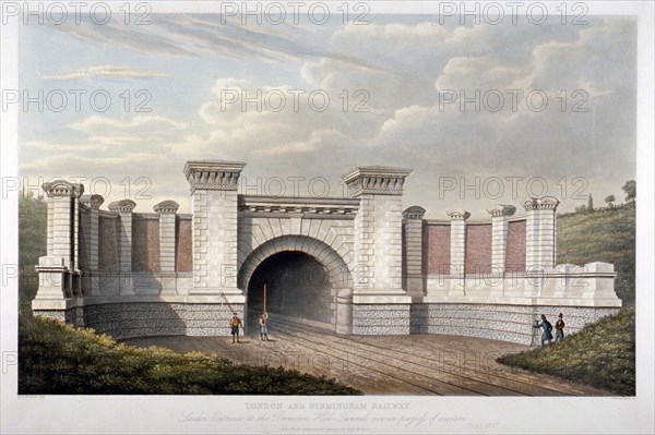 Primrose Hill Tunnel of the London and Birmingham Railway, 1837. Artist: C Rosenberg