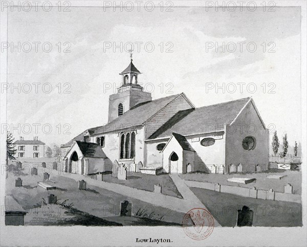 Church of St Mary the Virgin, Leyton, Waltham Forest, London, c1800. Artist: Anon