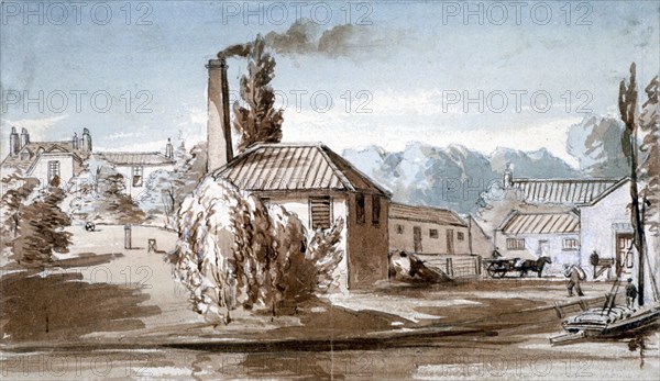 View of Stephenson and Giles Starch Works at Old Ford, Bow, London, c1830. Artist: E Noyce