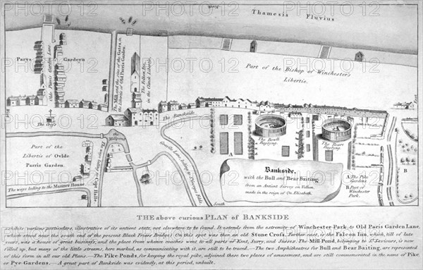 Plan of Bankside, Southwark, London, c1570. Artist: Anon