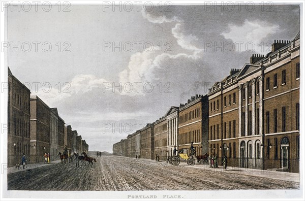 Portland Place, Marylebone, London, c1814. Artist: Anon