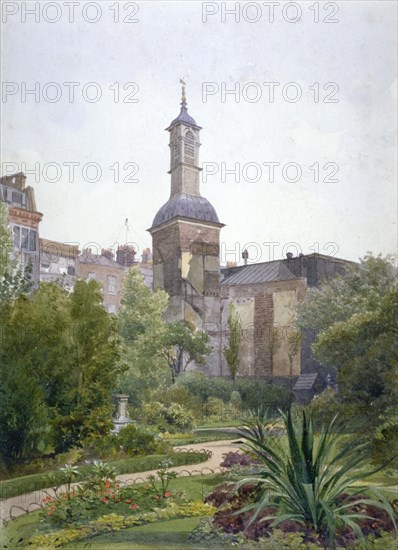 The tower of the Church of St Botolph, Aldersgate, City of London, 1886. Artist: John Crowther