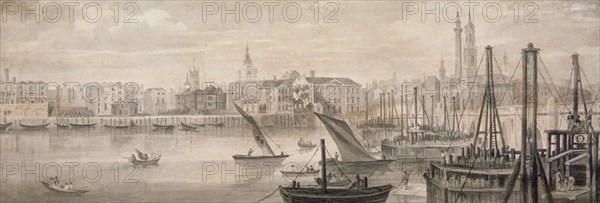 Old London Bridge, 1826. Artist: F Jackson