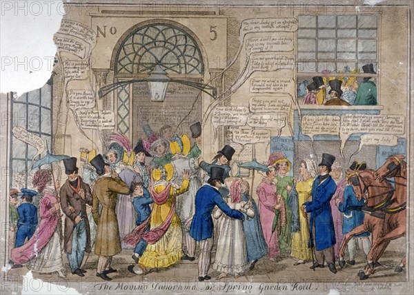 The moving panorama, or Spring Garden rout...', 1823. Artist: Anon