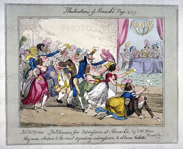 Scene at Almack's Assembly Rooms, London, 1826. Artist: Anon