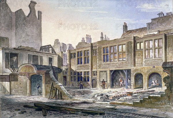 View of the demolition of Winchester Place, London, 1839. Artist: Robert Blemmell Schnebbelie