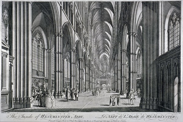 Interior view of Westminster Abbey, London, c1760. Artist: Thomas Bowles