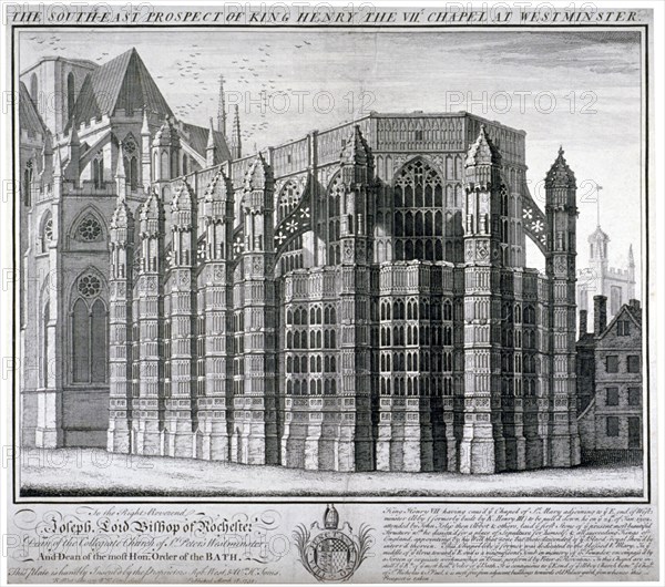 South-east view of King Henry VII's chapel at Westminster Abbey, London, 1739. Artist: William Henry Toms